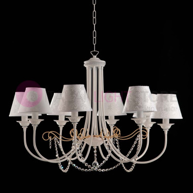 VICTORY Chandelier with 8 Lights Contemporary White Shabby Chic