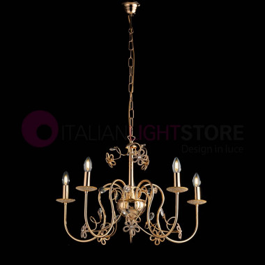 MIRAMARE Chandelier with 5 Lights Gold with crystals and Swarovsky