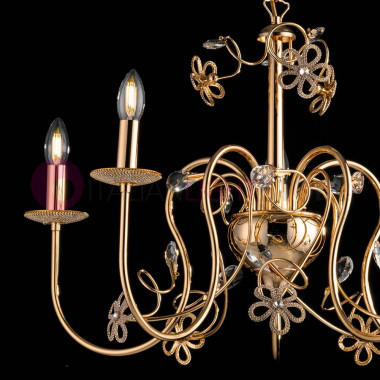 Lámpara MIRAMARE con 5 Luces Oro con cristales y Swarovsky
