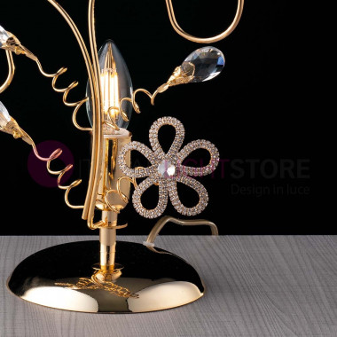 MIRAMARE Lampe de chevet h 28 classic Gold avec cristaux et Swarovsky