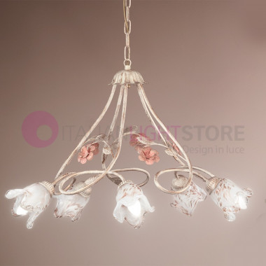 MATILDE Wrought Iron Chandelier with 5 Lights Rustic Style Arte Povera DUEP