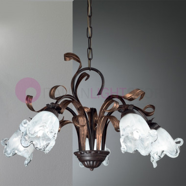 EMILY DUEP Chandelier 5 Lights Wrought Iron Florentine Rustic Style