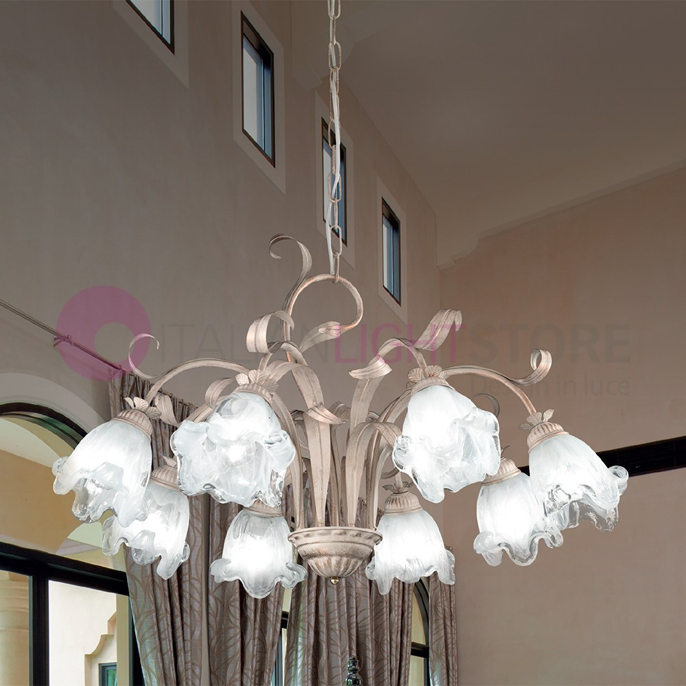 EMILY DUEP Chandelier 8 Lights Wrought Iron Style Rustic Florentine