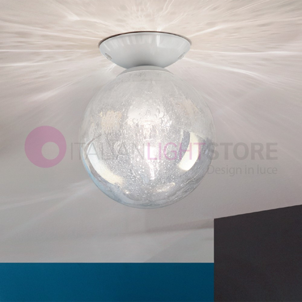 MOON Plafoniera a soffitto moderna in Vetro Soffiato Sfera D. 15 cm