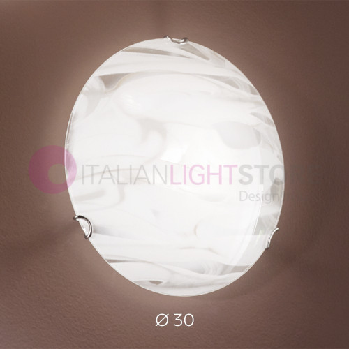 STORM Ceiling lamp d. 30 in decorated glass with marble effect