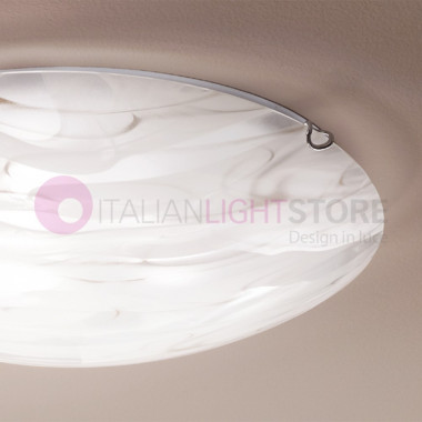 STORM Ceiling lamp d. 50 in decorated glass with marble effect