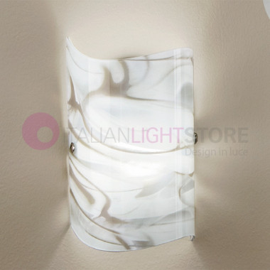 STORM Wall lamp L. 18 in decorated glass with marble effect