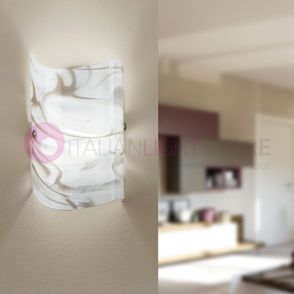 STORM Wall lamp L. 18 in decorated glass with marble effect