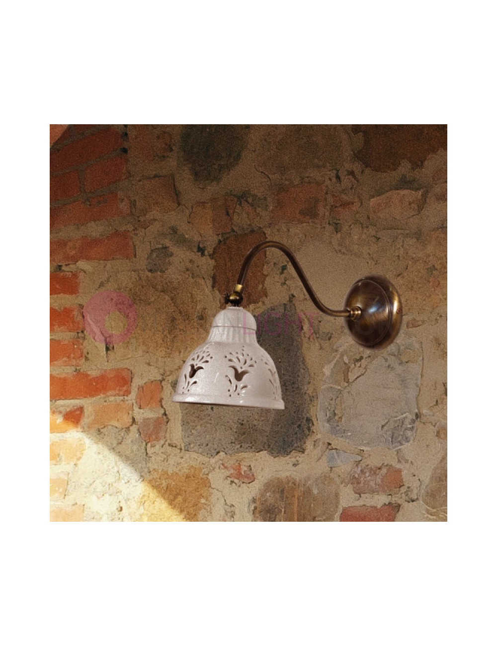 MASSERIA Wall Lamp Brass And Ceramic Rustic Country