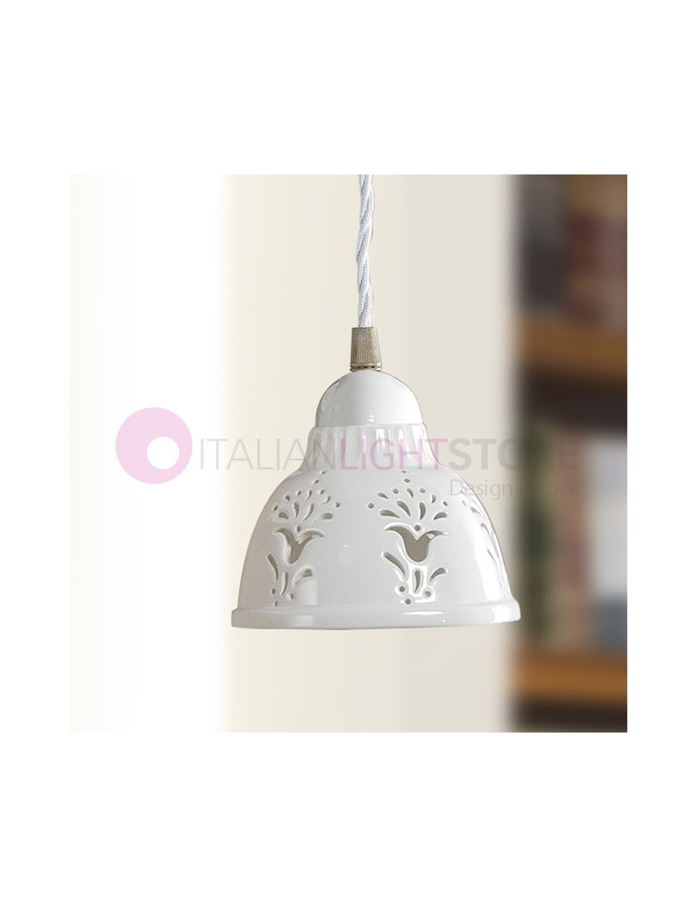 MASSERIA Mini Suspension D. 13 in Ceramic and Brass Rustic Country