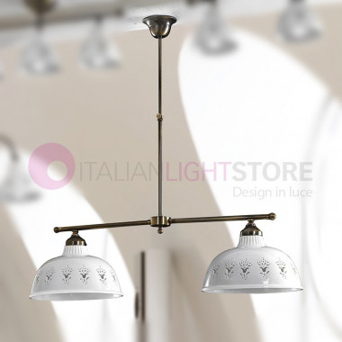 MASSERIA Chandelier Gimbal Brass and Ceramic Rustic Country