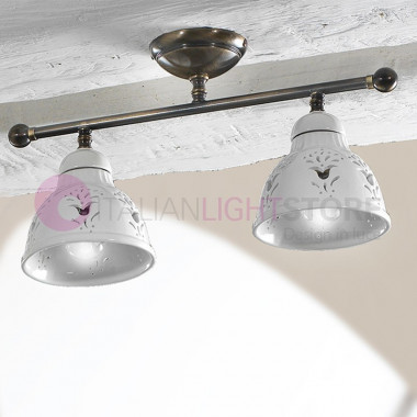 MASSERIA Ceiling light Ceiling Brass and Ceramic Rustic Country