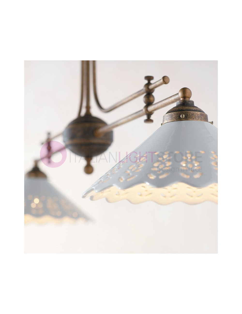 VOLTERRA Rustic Chandelier Brass and Ceramic