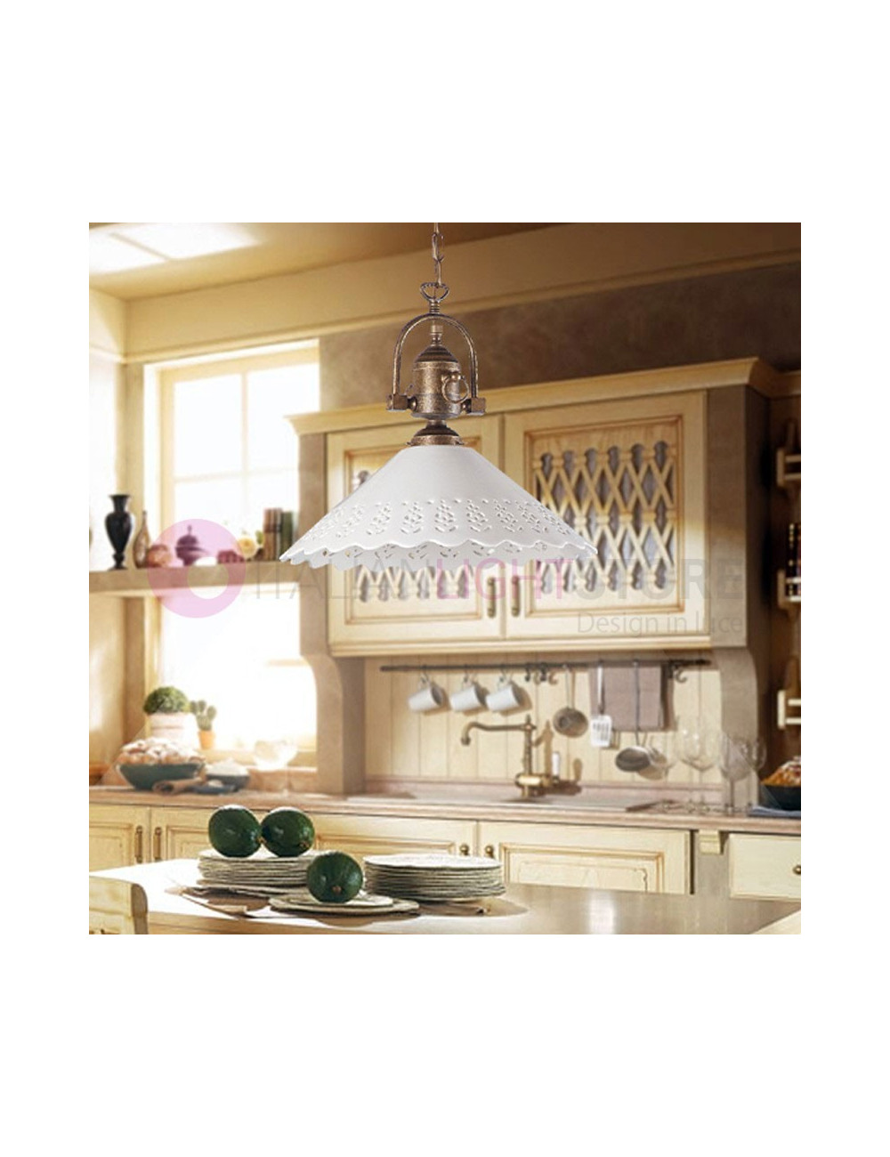 VOLTERRA Pendant Light White Ceramic Country House Style