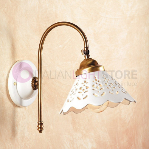 VOLTERRA Wall Light Arm in Brass and Ceramic Rustic