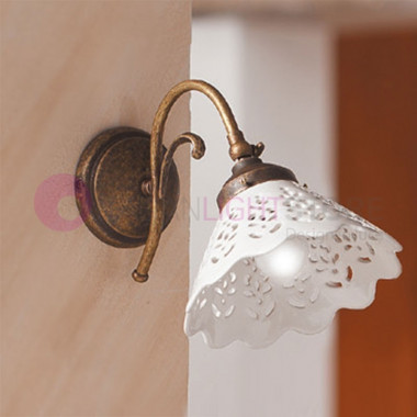 VOLTERRA Wall Lamp Brass and Ceramic Rustic Country House