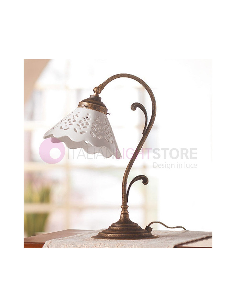 VOLTERRA Table Lamp Pottery Rustic Country Style