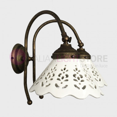 VOLTERRA Double Wall Light Brass and Ceramic Rustic Design