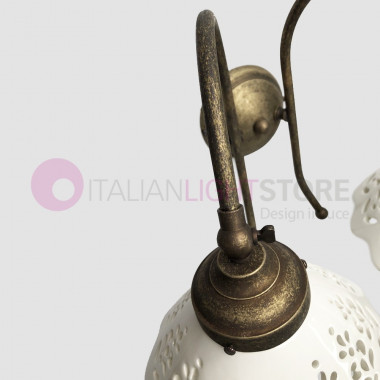 VOLTERRA Double Wall Light Brass and Ceramic Rustic Design