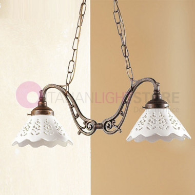 VOLTERRA Rustic Pendant Lamp with 2 Ceramic Shades D.18