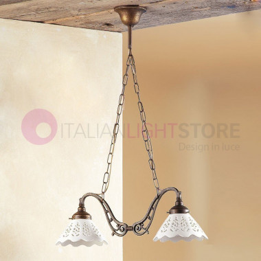 VOLTERRA Rustic Pendant Lamp with 2 Ceramic Shades D.18