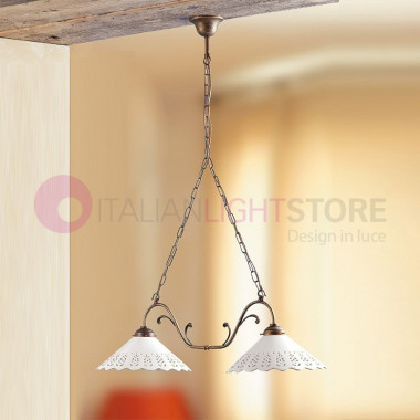 VOLTERRA Rustic Pendant Lamp with 2 Ceramic Shades D.30