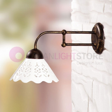 VOLTERRA Rustic Wall Lamp Wrought Iron and Ceramic