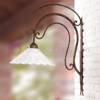 VOLTERRA Rustic Wall Lamp Wrought Iron and Hand-made Ceramic