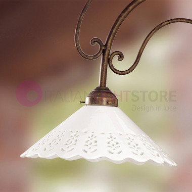 VOLTERRA Rustic Wall Lamp Wrought Iron and Hand-made Ceramic