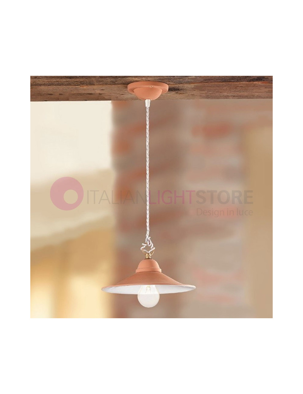 TERRICCIOLA Suspension luminaire rustique céramique terre cuite D.28