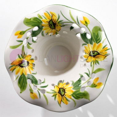 GIRASOLE wall lamp with a ceramic lampshade sunflower motif