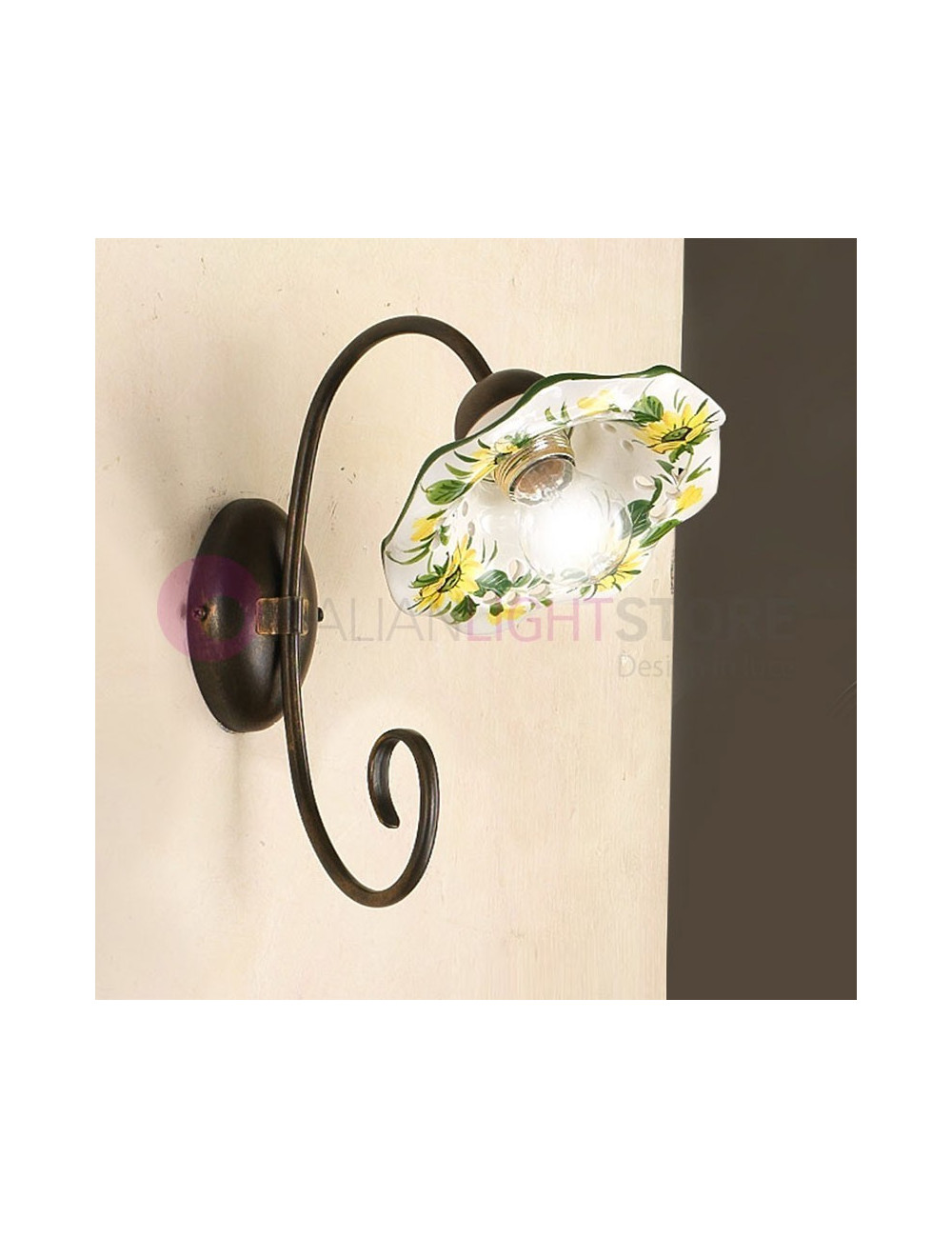 GIRASOLE wall lamp with a ceramic lampshade sunflower motif