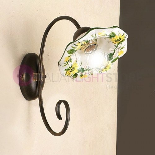 GIRASOLE wall lamp with a ceramic lampshade sunflower motif