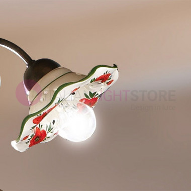 PAPAVERI Wall lamp 2-bulbs ceramic lampshade Poppies motif