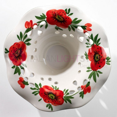 PAPAVERI wall lamp with a ceramic lampshade Poppies motif