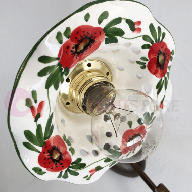 PAPAVERI Applique rustique fer forgé et céramique fleurs de Coquelicots