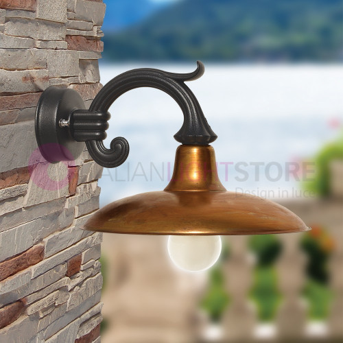 NIKE ANTRACITE 8154-B27 LIBERTI Outdoor Wall Lamp with Antique Brass Plate