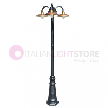 NIKE ANTHRACITE 8161/3L LIBERTI Lampadaire de jardin 3 lumières avec plaques en laiton antique