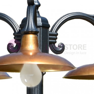 NIKE ANTHRACITE 8161/3L LIBERTI Garden lamppost 3 lights with antique brass plates