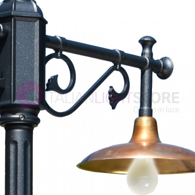 NIKE ANTRACITE Lampione da giardino 1 luce con piatto in ottone anticato