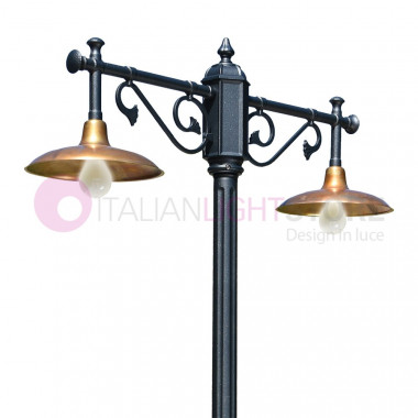 NIKE ANTHRACITE 8167/2L LIBERTI LAMP Lámpara de jardín 2 luces con placa de latón antigua
