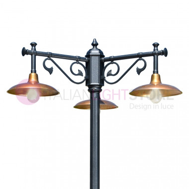 NIKE ANTHRACITE 8167/3L LAMPE DE JARDIN Lampe de jardin 3 lumières avec plaques en laiton antique