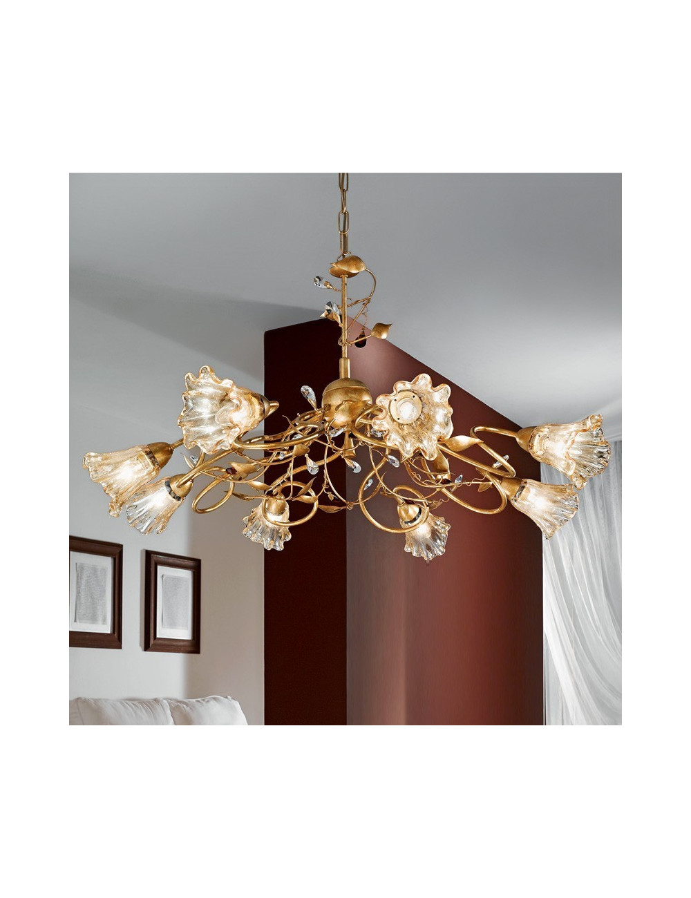 EMMA Chandelier 8 Lumières Style Classique Rustique