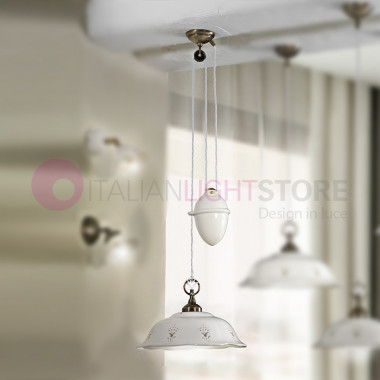 RIPARBELLA Chandelier ups and Downs in Ceramic and Brass Rustic Country