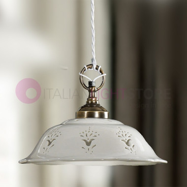 RIPARBELLA Suspension D. 29 Ceramic and Brass Rustic Country