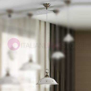 RIPARBELLA Suspension D. 29 Ceramic and Brass Rustic Country