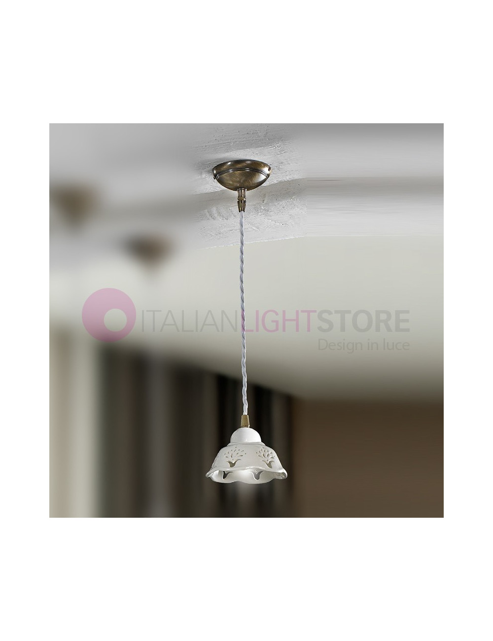 RIPARBELLA Mini Suspension Ceramic and Brass Rustic Country