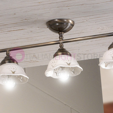 RIPARBELLA Ceiling light with 3 Lights in Ceramic and Brass Rustic Country