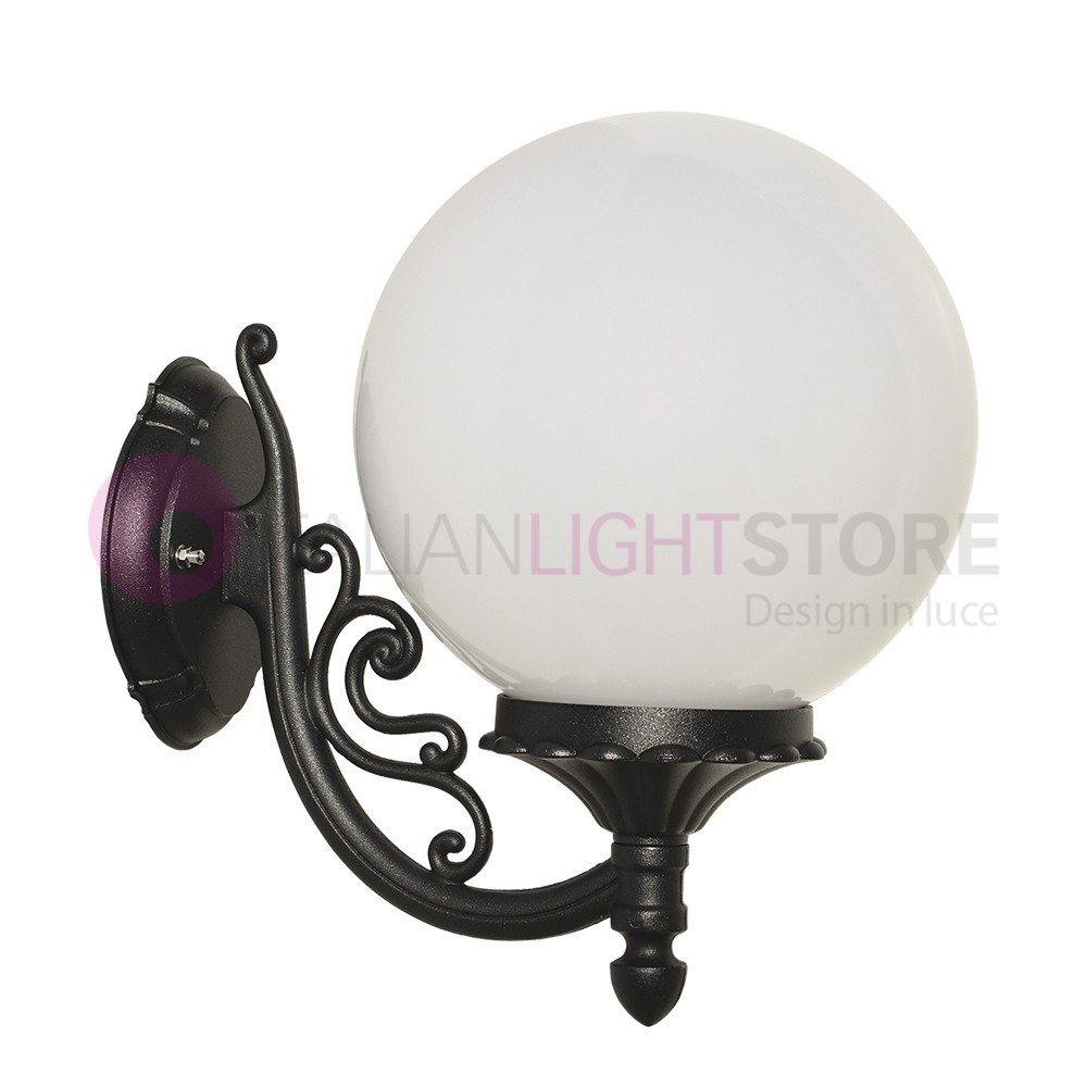 ORIONE ANTRACITA 1822-B5R LIBERTI LAMP Lámpara de pared para exteriores con globo de esfera de policarbonato d.25 ORIONE ANTRACITA 1822-B5R LIBERTI LAMP Lámpara de pared para exteriores con globo de esfera de policarbonato d.25