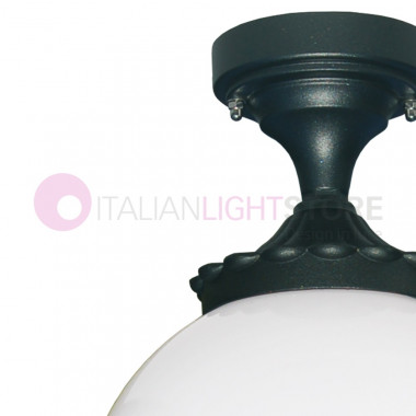 ORIONE ANTRACITE 1824 LIBERTI LAMP  Plafoniera a soffitto da Esterno con sfera globo policarbonato d.25